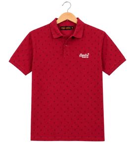 Superdry Red Polo T-Shirt with Pattern