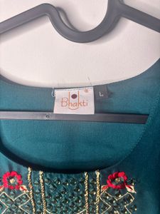 Embroidered Teal Kurta