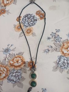 Ethnic Necklace Set with Green Beads