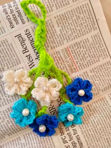 Crocheted Flower Keychain Charm