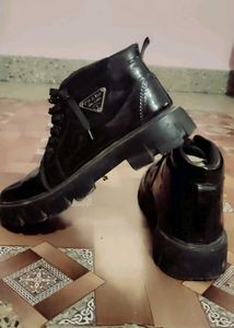 shiny chunky boots
