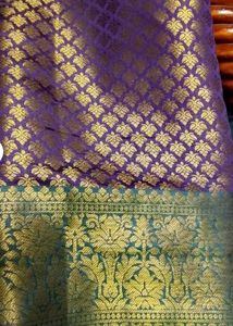 Elegant Purple &amp; Gold Banarasi Saree