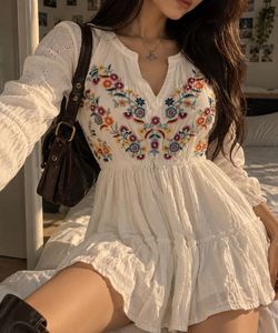 Embroidered White Dress