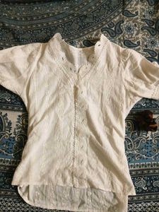 Elegant White Embroidered Kurta Top