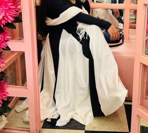 Viral Black &amp; White Gown (Full Sleeves)