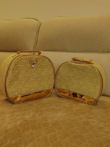 Sparkly Gold Makeup or storage Bags - Set of 2
