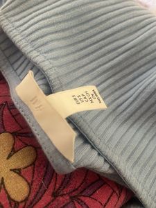 Light Blue Ribbed Square Neck Top