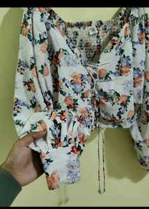 SSS Brand Puff Sleeves Floral Party Wear Top