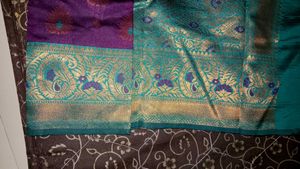 Beautiful Purple Saree with Teal Border