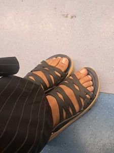 Stylish Black Strappy Flat Sandals