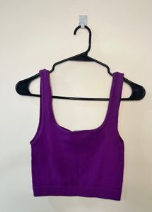 Purple Ribbed Crop Top