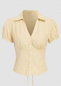 littlebox Chic Yellow Striped Button-Up Top