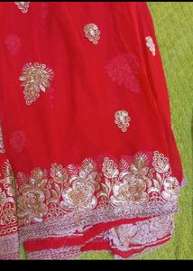 Red Embroidered unstitched suit