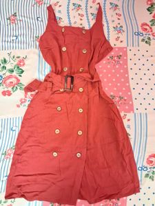 Stylish Red Double-Breasted Dress