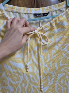 Yellow Off-Shoulder Ruffle Top