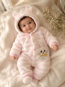 Cute Pink Striped Bunny Baby Onesie
