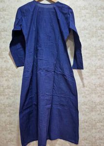 Blue Embroidered Cotton Kurta