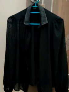 Chic Black Sheer Long Sleeve Top