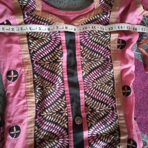 Pink &amp; Black Embroidery Kurta with Dupatta