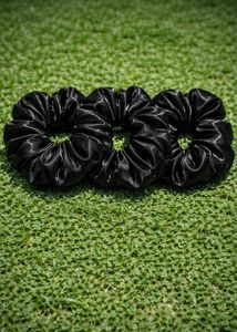 Black satin Scrunchies (Set of 3)