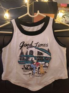 Graphic "Good Times" Crop Top