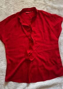 Modest Red V-Neck Top