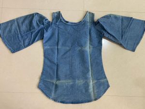 Denim Cold Shoulder Top