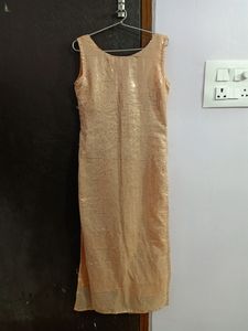 Rose Gold Sequin Work Long Kurta.