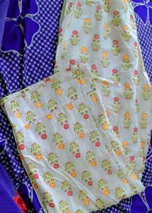 White Floral Print Kurta