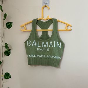 Balmain Olive Crop Top