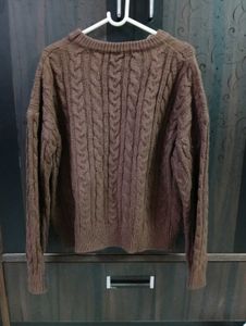 Brown Cable Knit Pullover Sweater