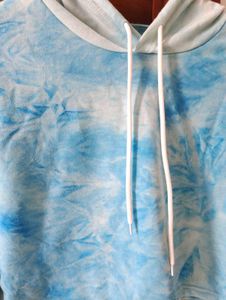 Blue Tie Dye Crop Top Hoodie