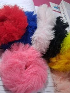 Fluffy Hair Scrunchies Set