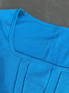 Blue Long Sleeve Corset Top
