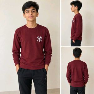 Maroon NY Long Sleeve T shirt