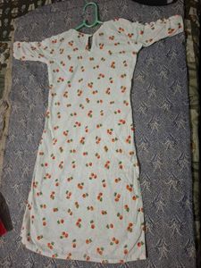 Cute Cherry Print White kurti for 10-12 years old