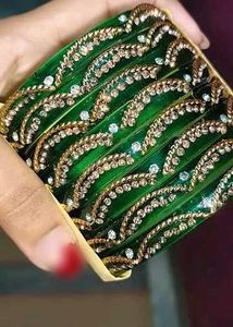 Green Beaded Bangles Set