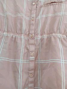 Pink Plaid Collared Button-Up Shirt