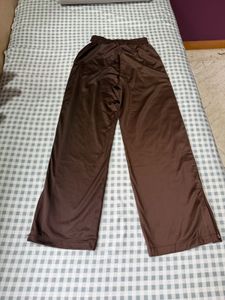 H&amp;M Brown Striped Wide legged Track Pants