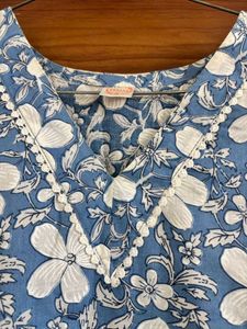 Blue Floral Print Kurta