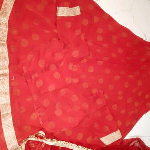 Red Lehenga with Golden Border