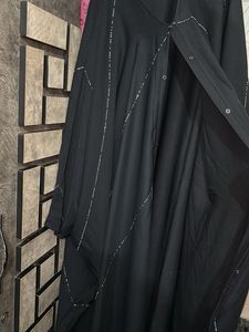 Elegant Abaya with Silver Embellishments