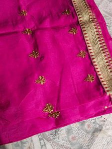 Vibrant Pink Embroidered Saree