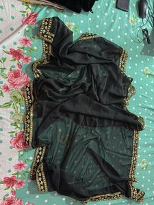 Black Velvet Palazzo Pants with Sequins