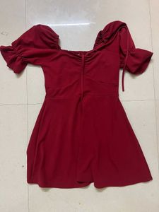 Chic Red Puff Sleeve Mini Dress