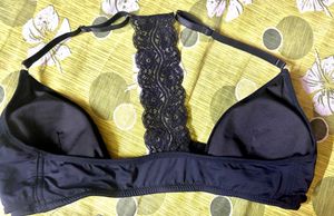 Black Lace Trim Bra