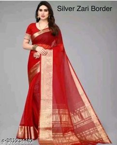 Elegant Orange Silk Saree with Golden Border