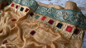Embroidered Mustard Yellow Saree