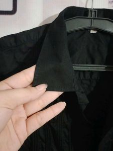 Men's Black Pleated Dress Shirt