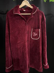 Cozy Burgundy Velvet Sleep Shirt